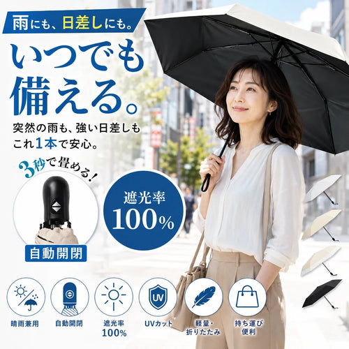 POGI シンプル日傘　完全遮光　差している女性